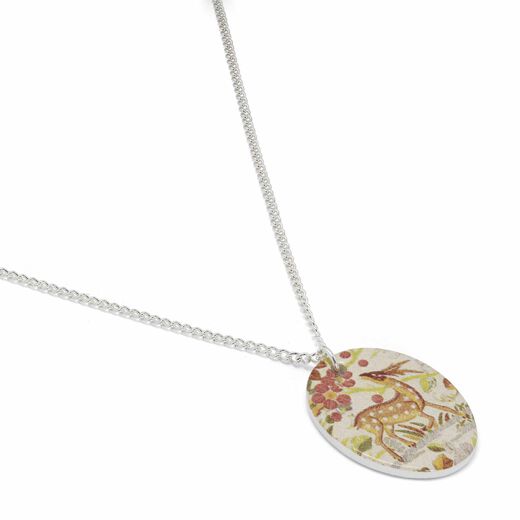 Woodland deer ceramic pendant necklace